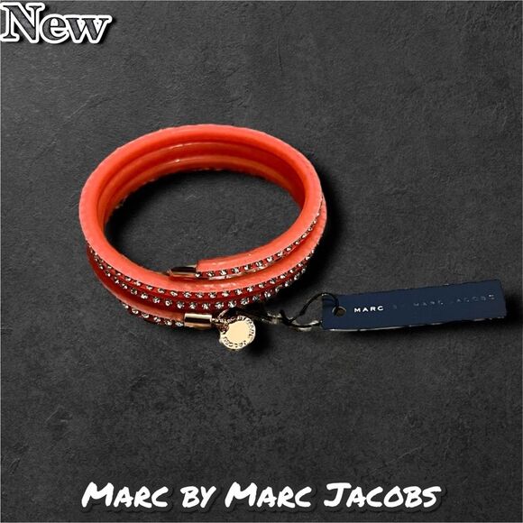 NEW NWT Marc by Marc Jacobs Wrap Bracelet – Knockout Pink with Crystals - Picture 1 of 5